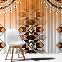 New Zealand Window Curtain Poutama Mix Orange Taniko Inspired Art LT05
