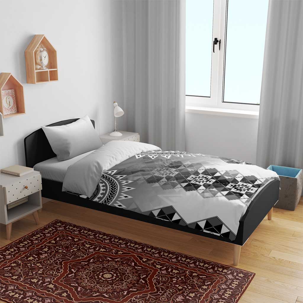 New Zealand Bedding Set Poutama Mix Gray Taniko Inspired Art LT05