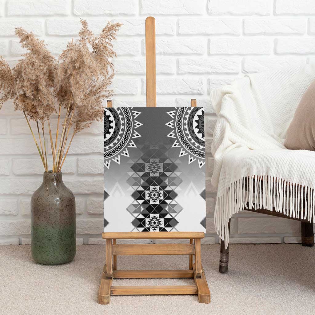 New Zealand Canvas Wall Art Poutama Mix Gray Taniko Inspired Art LT05