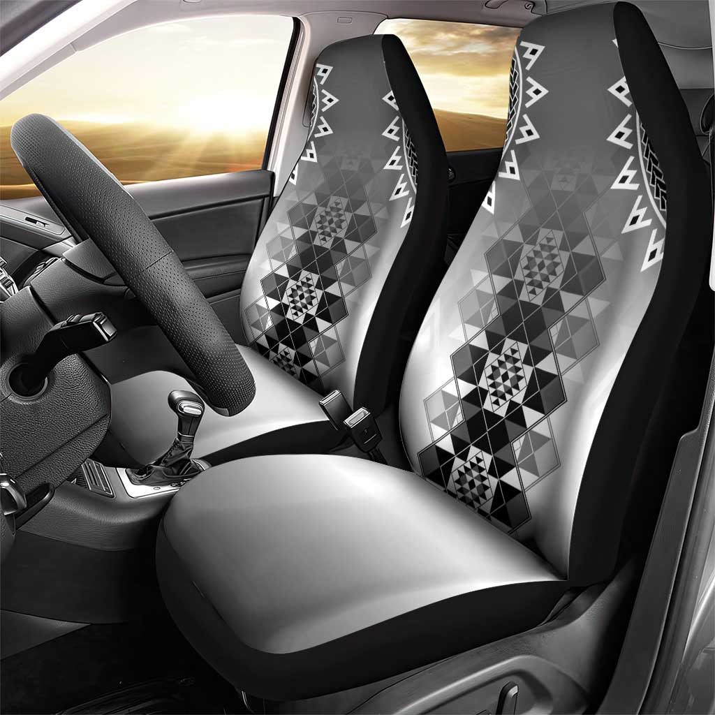 New Zealand Car Seat Cover Poutama Mix Gray Taniko Inspired Art LT05