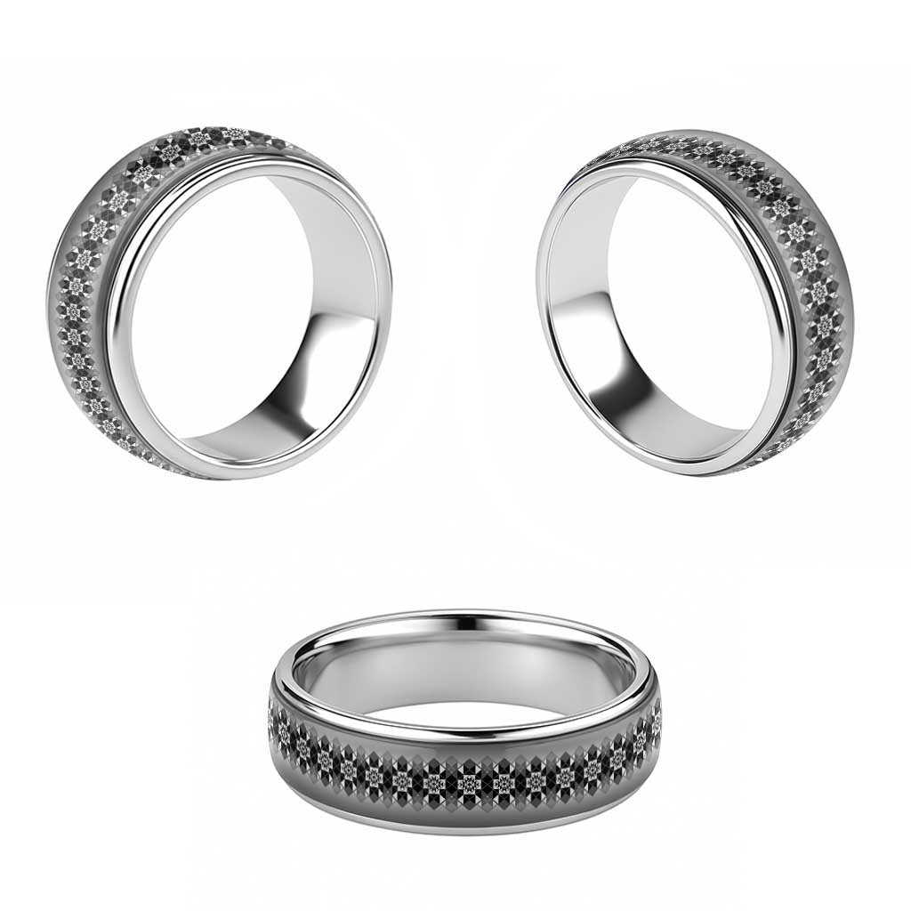 New Zealand Classic Ring Poutama Mix Gray Taniko Inspired Art - Polynesian Pride