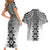 New Zealand Couples Matching Short Sleeve Bodycon Dress and Hawaiian Shirt Poutama Mix Gray Taniko Inspired Art LT05