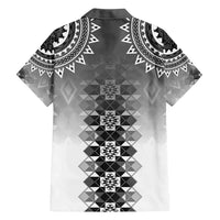 New Zealand Family Matching Off Shoulder Maxi Dress and Hawaiian Shirt Poutama Mix Gray Taniko Inspired Art LT05