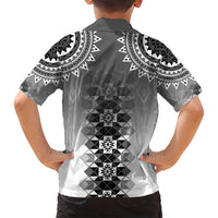 New Zealand Family Matching Summer Maxi Dress and Hawaiian Shirt Poutama Mix Gray Taniko Inspired Art LT05