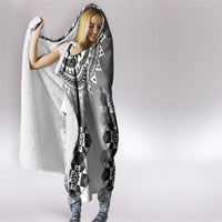 New Zealand Hooded Blanket Poutama Mix Gray Taniko Inspired Art LT05