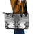 New Zealand Leather Tote Bag Poutama Mix Gray Taniko Inspired Art LT05