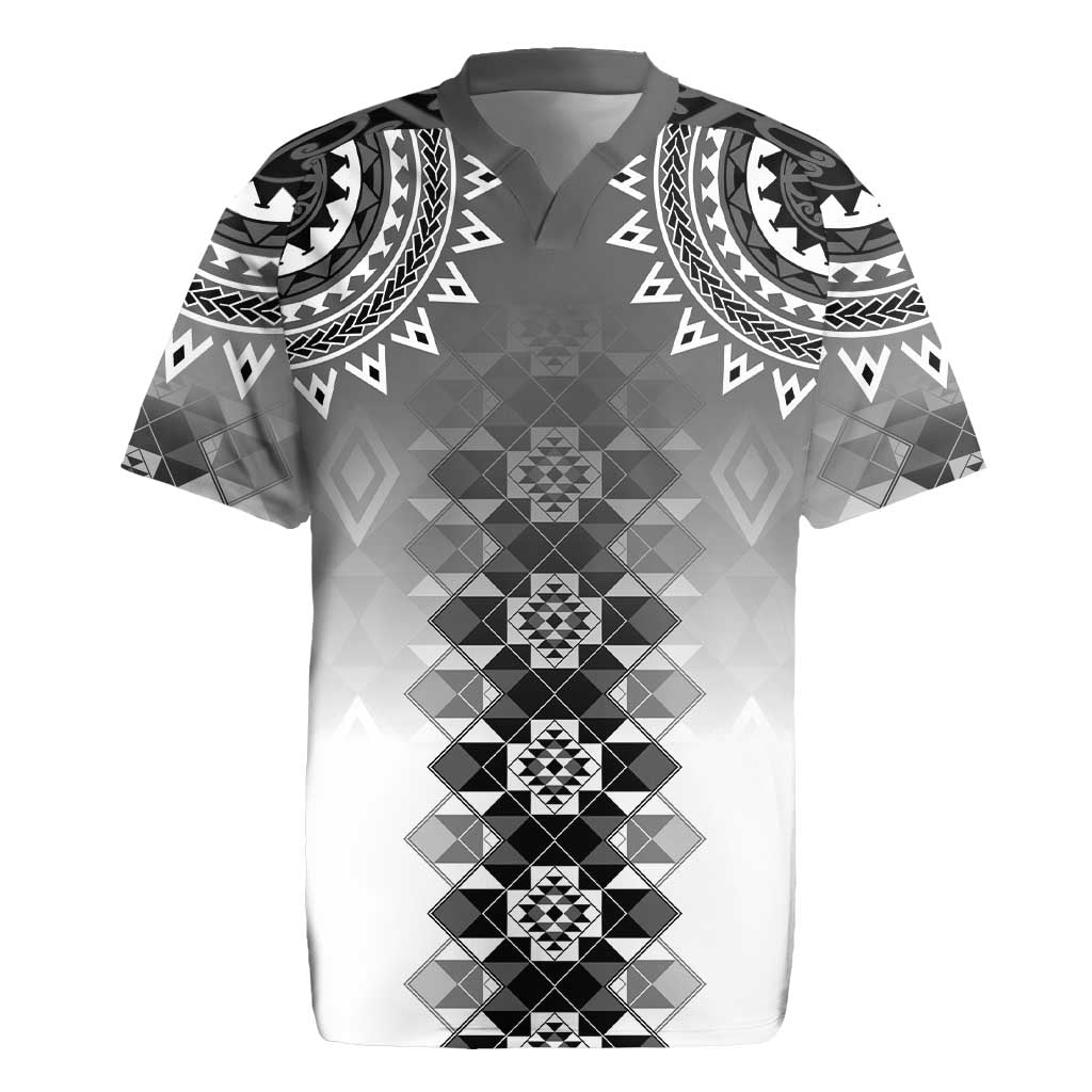 New Zealand Rugby Jersey Poutama Mix Gray Taniko Inspired Art LT05