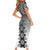 New Zealand Short Sleeve Bodycon Dress Poutama Mix Gray Taniko Inspired Art LT05