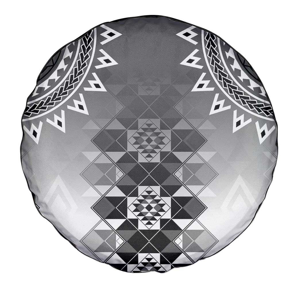 New Zealand Spare Tire Cover Poutama Mix Gray Taniko Inspired Art LT05