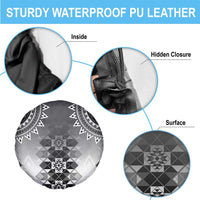 New Zealand Spare Tire Cover Poutama Mix Gray Taniko Inspired Art LT05