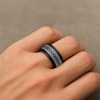 New Zealand Spinner Ring Poutama Mix Gray Taniko Inspired Art - Polynesian Pride