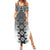 New Zealand Summer Maxi Dress Poutama Mix Gray Taniko Inspired Art LT05