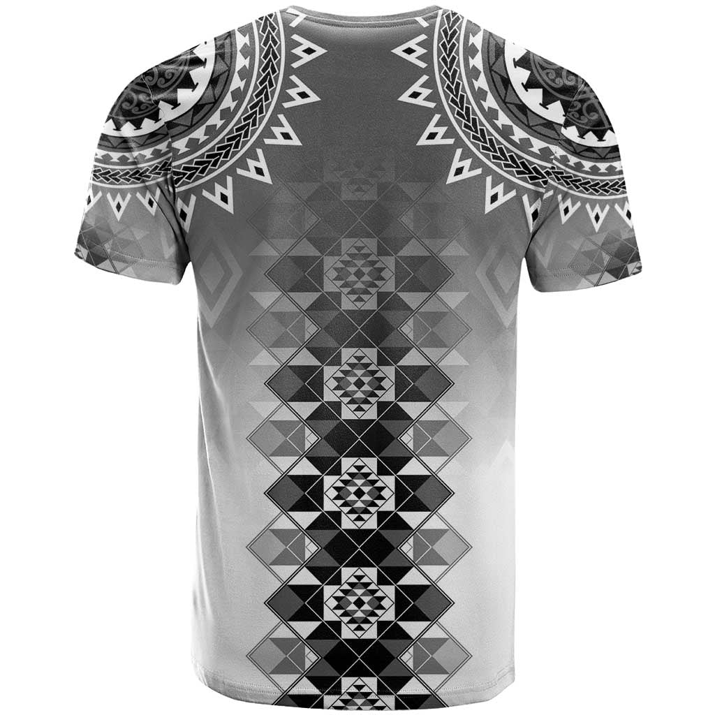New Zealand T Shirt Poutama Mix Gray Taniko Inspired Art LT05