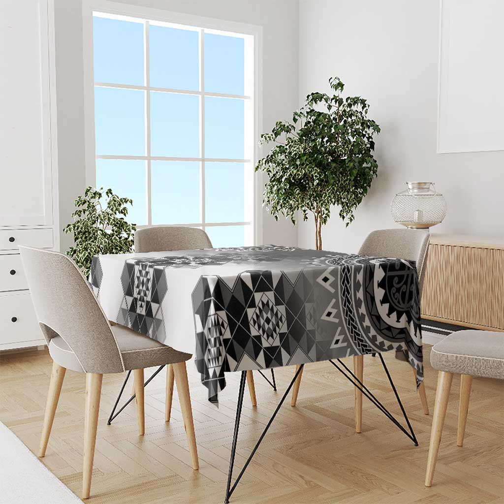 New Zealand Tablecloth Poutama Mix Gray Taniko Inspired Art LT05