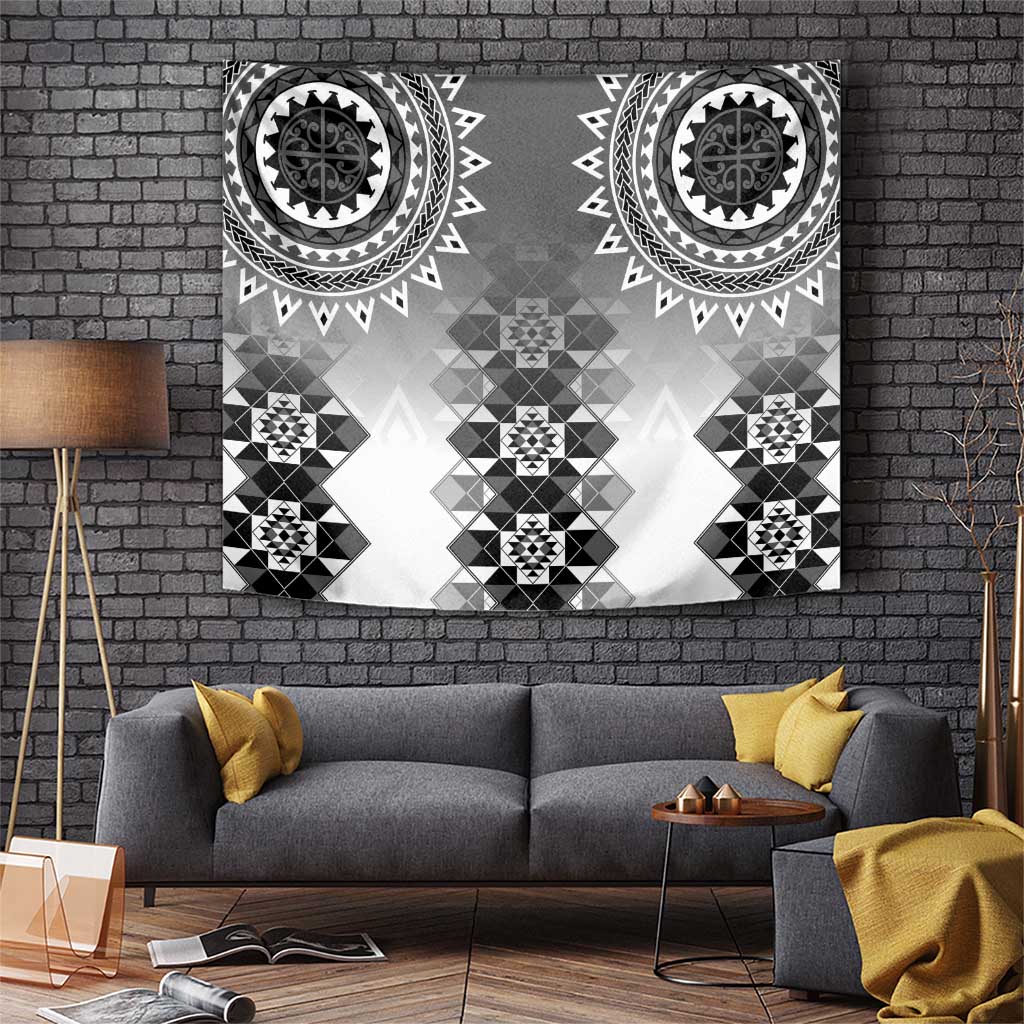 New Zealand Tapestry Poutama Mix Gray Taniko Inspired Art LT05