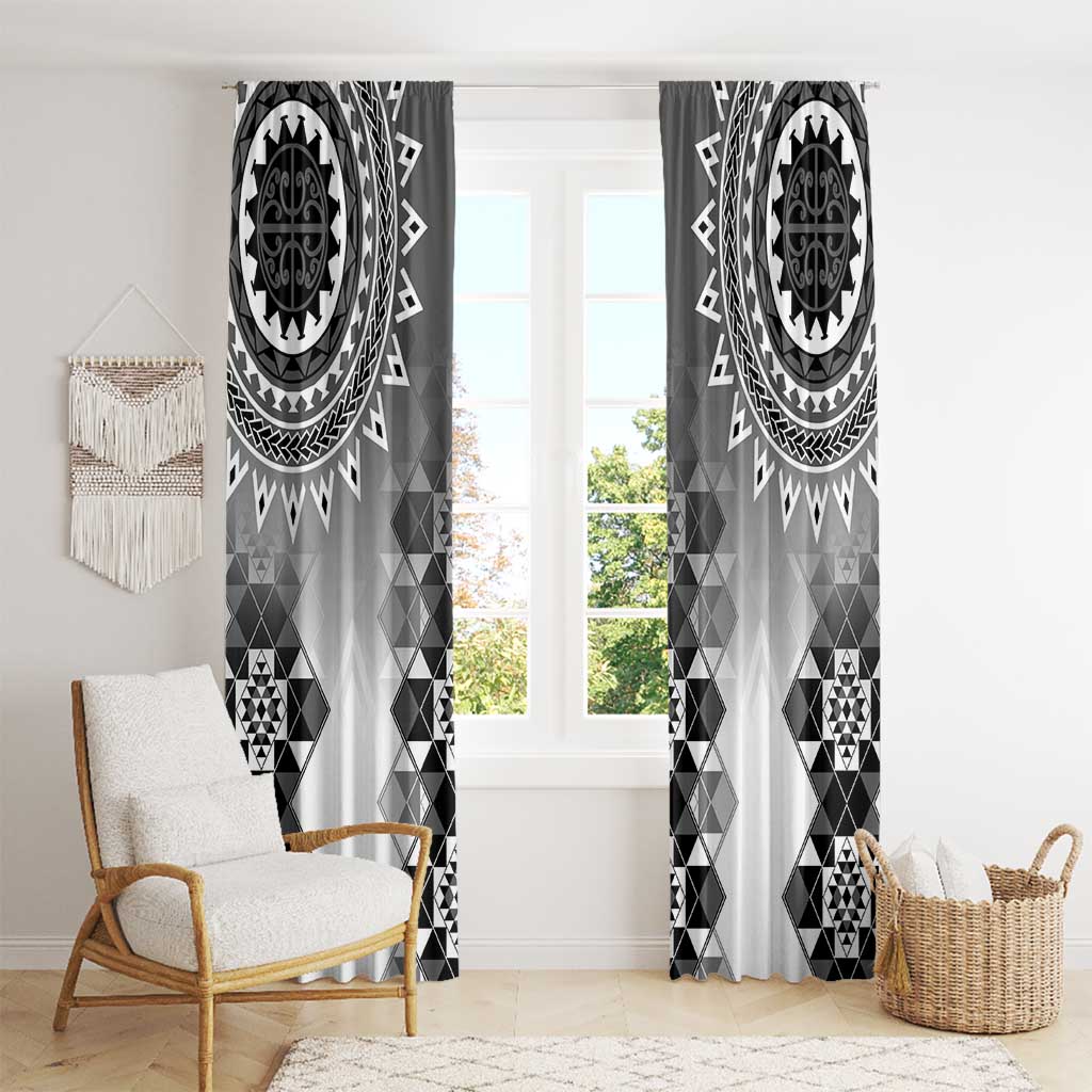 New Zealand Window Curtain Poutama Mix Gray Taniko Inspired Art LT05