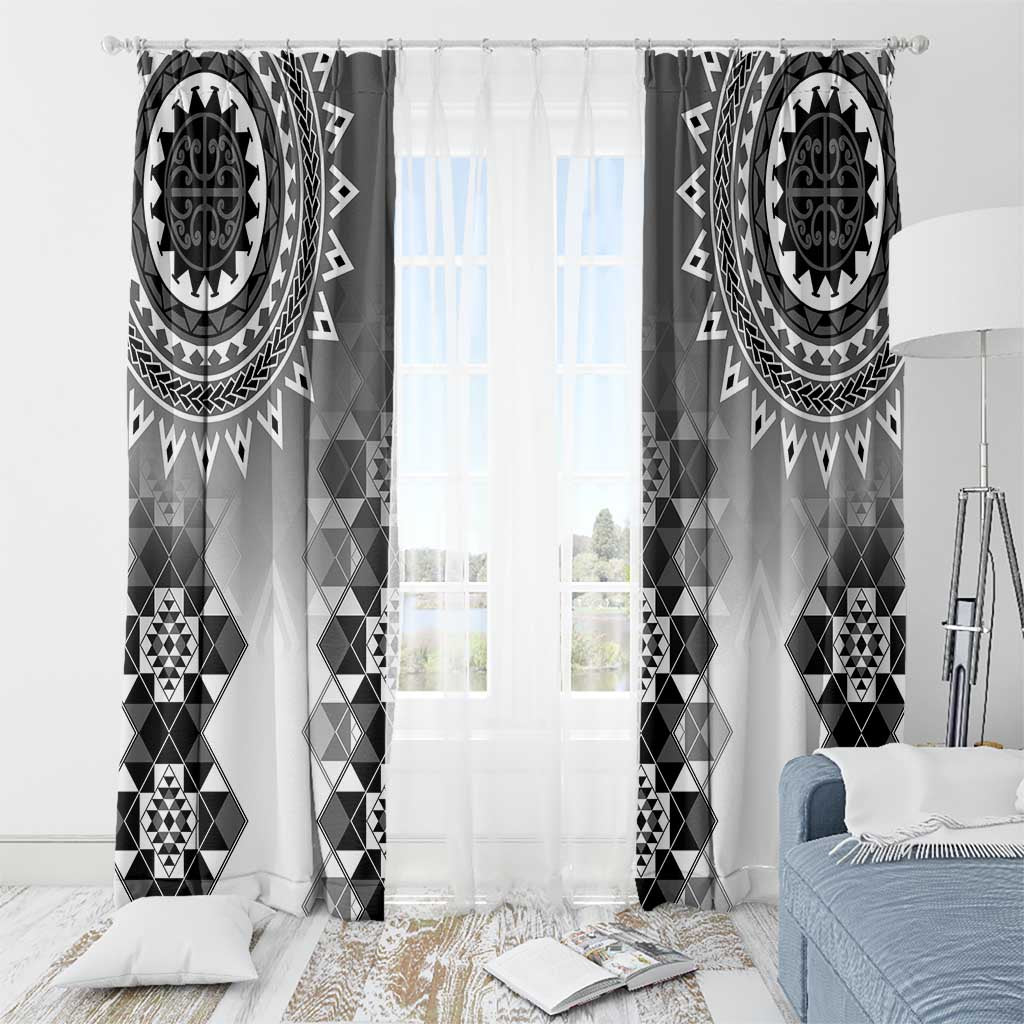 New Zealand Window Curtain Poutama Mix Gray Taniko Inspired Art LT05
