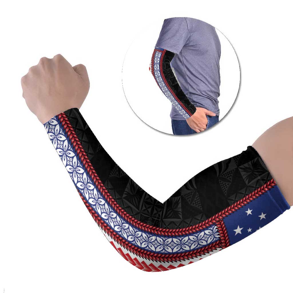 Samoa Flag Arm Sleeves Ula Fala With Samoan Siapo - Polynesian Pride