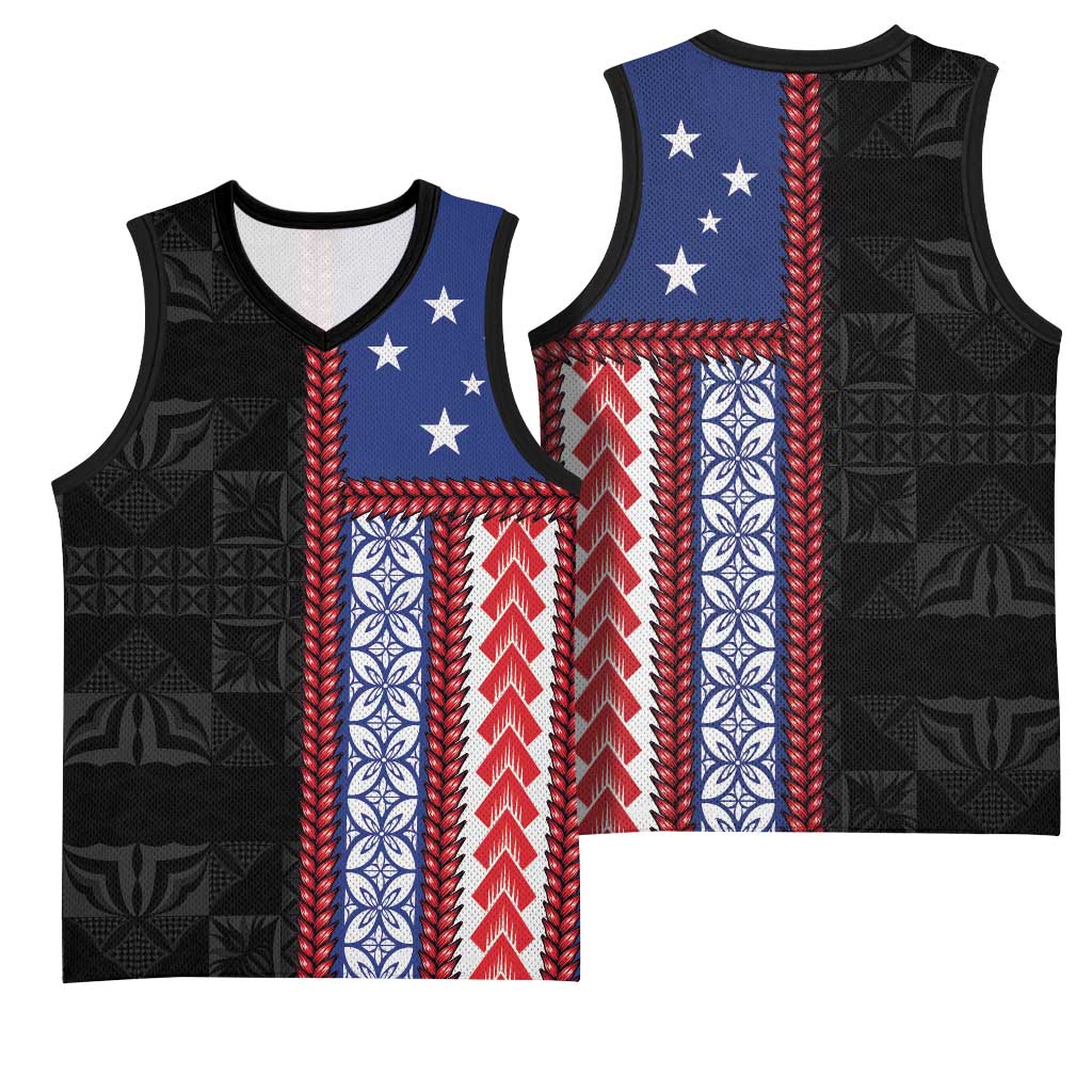 Samoa Flag Basketball Jersey Ula Fala With Samoan Siapo - Polynesian Pride