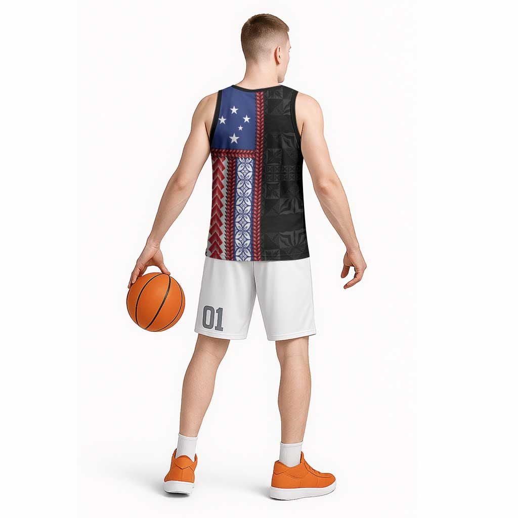 Samoa Flag Basketball Jersey Ula Fala With Samoan Siapo - Polynesian Pride