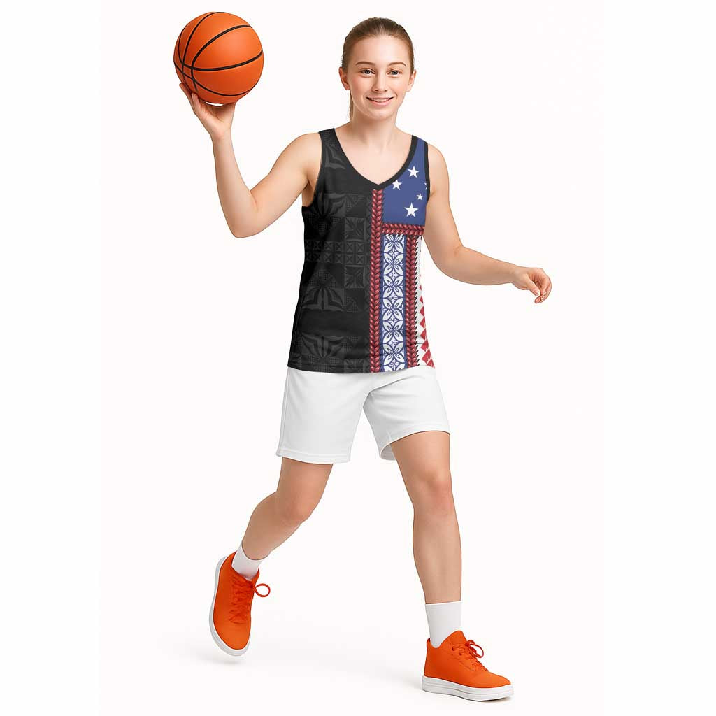 Samoa Flag Basketball Jersey Ula Fala With Samoan Siapo - Polynesian Pride