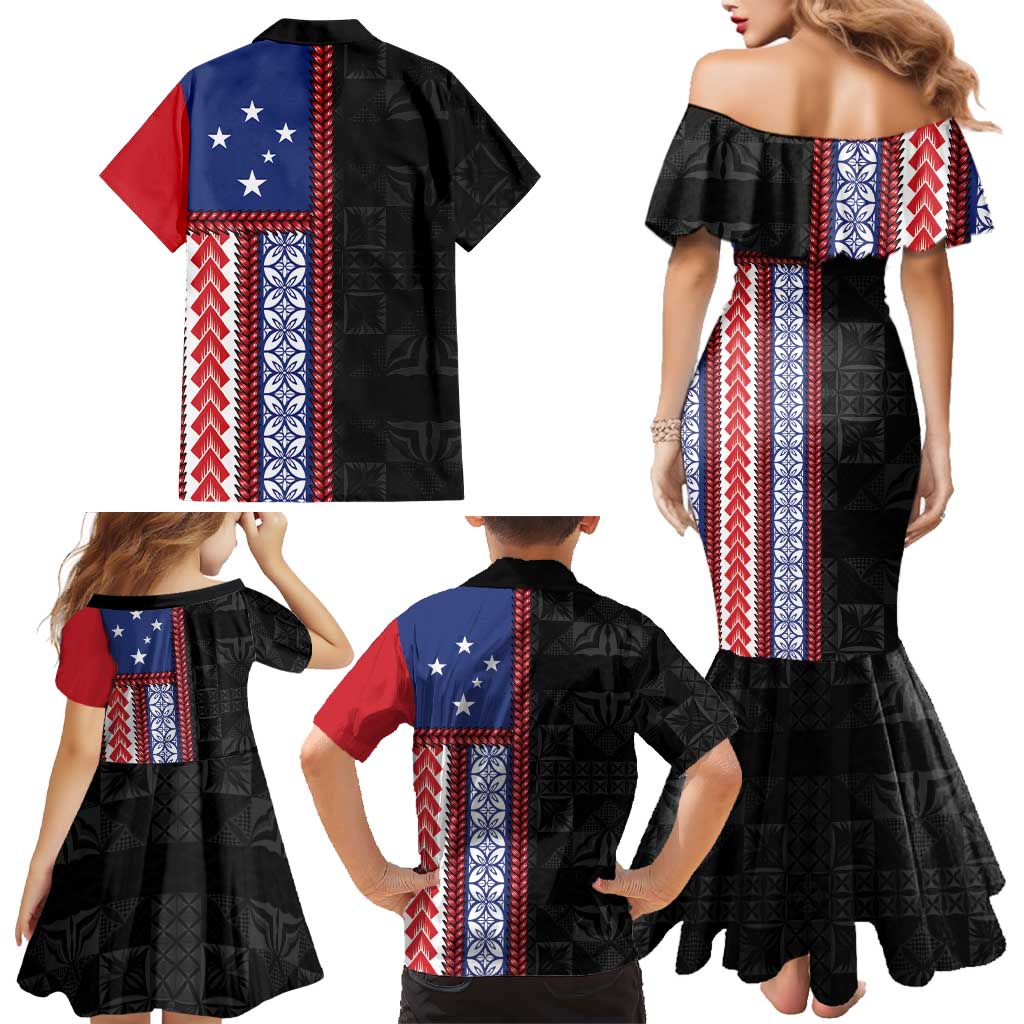Samoa Flag Family Matching Mermaid Dress and Hawaiian Shirt Ula Fala With Samoan Siapo LT05 - Polynesian Pride