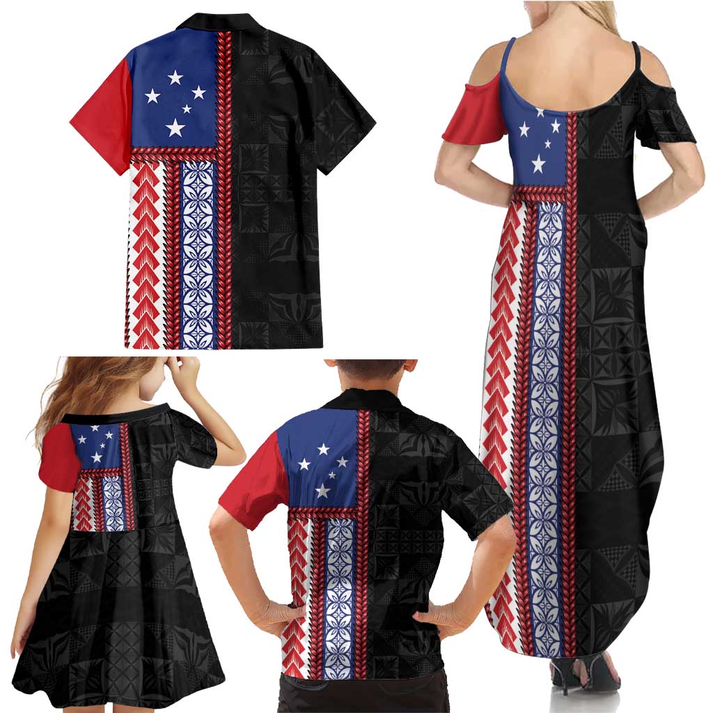 Samoa Flag Family Matching Summer Maxi Dress and Hawaiian Shirt Ula Fala With Samoan Siapo LT05 - Polynesian Pride