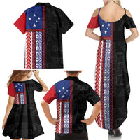 Samoa Flag Family Matching Summer Maxi Dress and Hawaiian Shirt Ula Fala With Samoan Siapo LT05 - Polynesian Pride