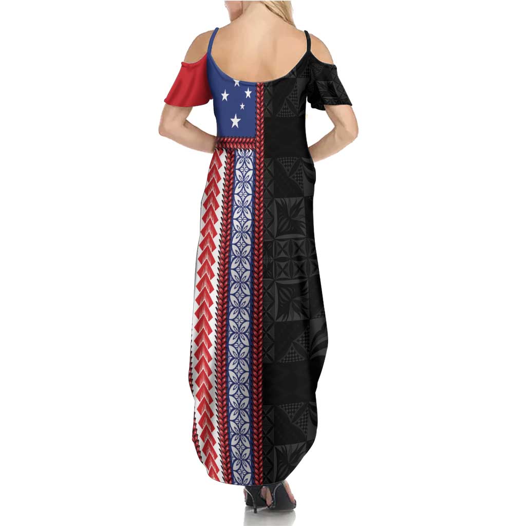 Samoa Flag Family Matching Summer Maxi Dress and Hawaiian Shirt Ula Fala With Samoan Siapo LT05 - Polynesian Pride