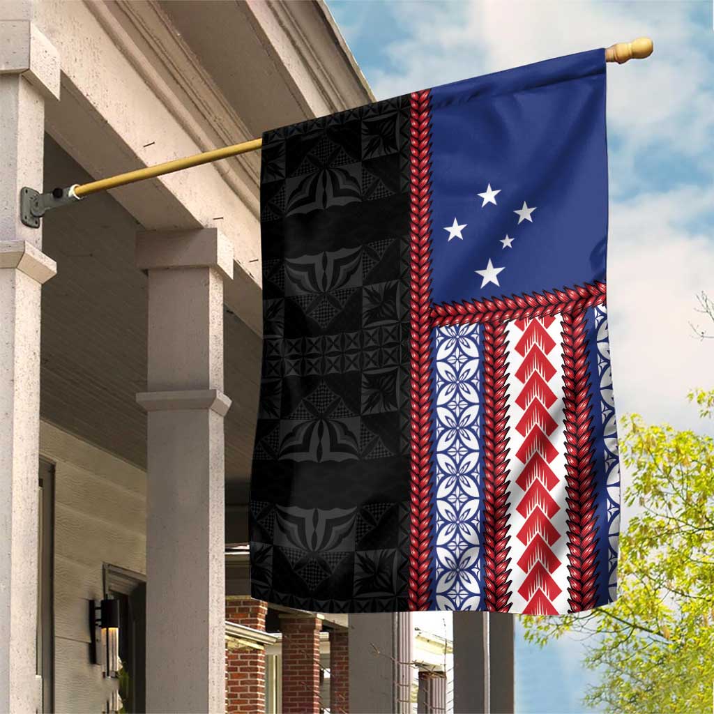 Samoa Flag Garden Flag Ula Fala With Samoan Siapo - Polynesian Pride