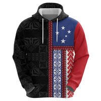 Samoa Flag Hoodie Ula Fala With Samoan Siapo - Polynesian Pride