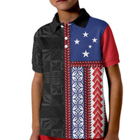 Samoa Flag Kid Polo Shirt Ula Fala With Samoan Siapo - Polynesian Pride