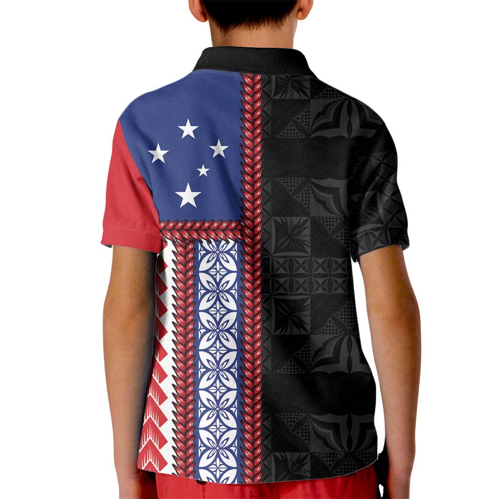Samoa Flag Kid Polo Shirt Ula Fala With Samoan Siapo - Polynesian Pride