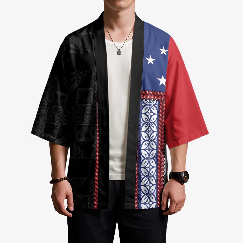 Samoa Flag Kimono Ula Fala With Samoan Siapo - Polynesian Pride