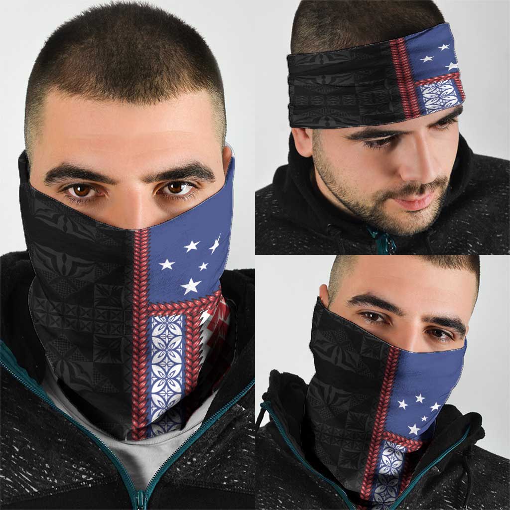 Samoa Flag Neck Gaiter Ula Fala With Samoan Siapo - Polynesian Pride