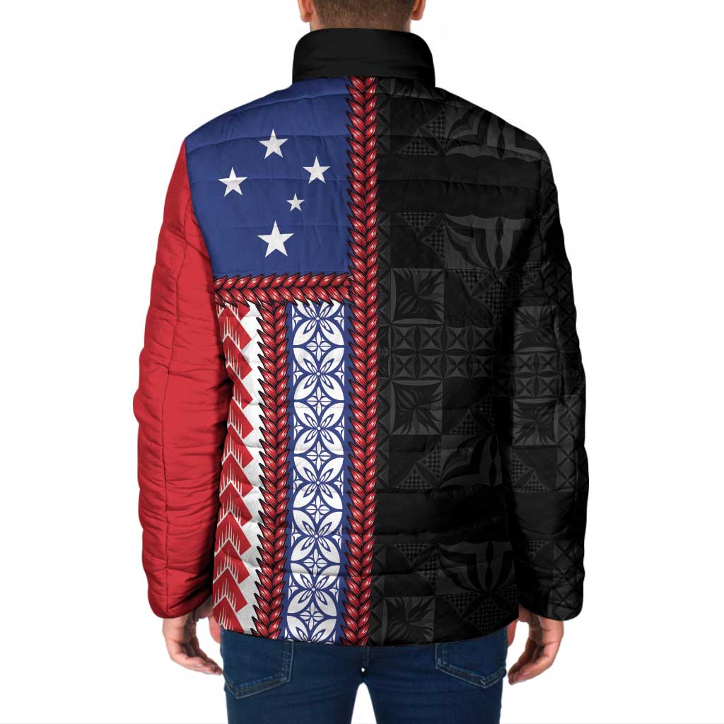 Samoa Flag Padded Jacket Ula Fala With Samoan Siapo - Polynesian Pride