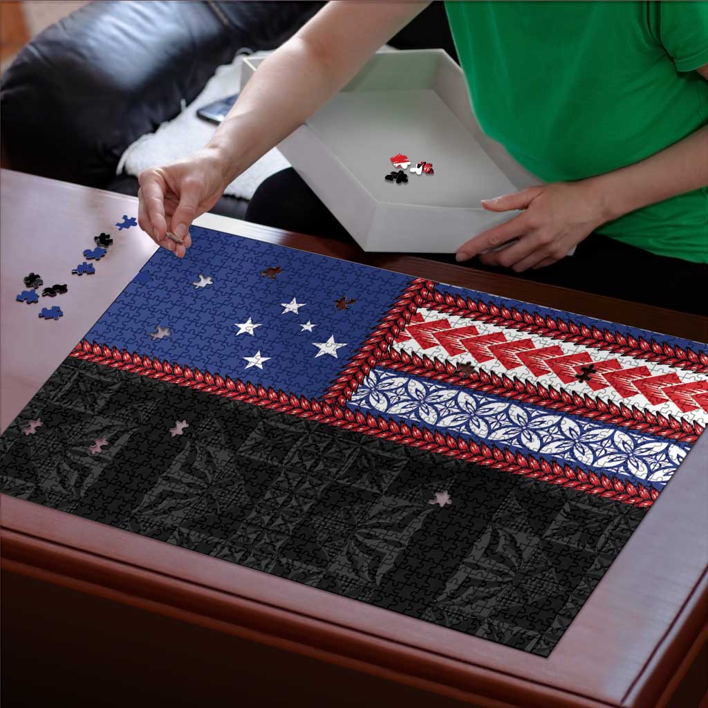 Samoa Flag Puzzle Ula Fala With Samoan Siapo - Polynesian Pride