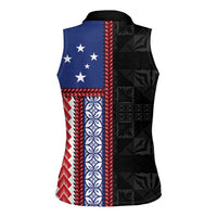 Samoa Flag Women Sleeveless Polo Shirt Ula Fala With Samoan Siapo - Polynesian Pride