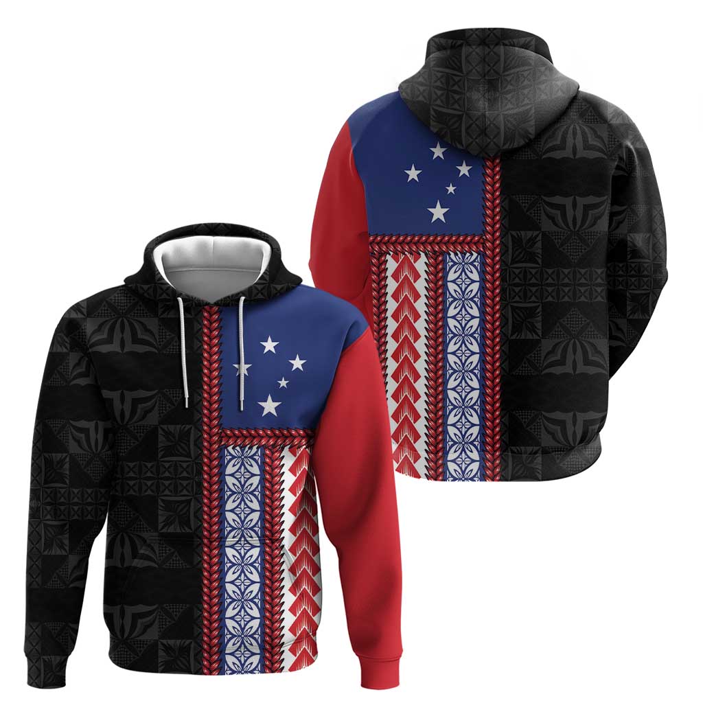 Samoa Flag Zip Hoodie Ula Fala With Samoan Siapo - Polynesian Pride