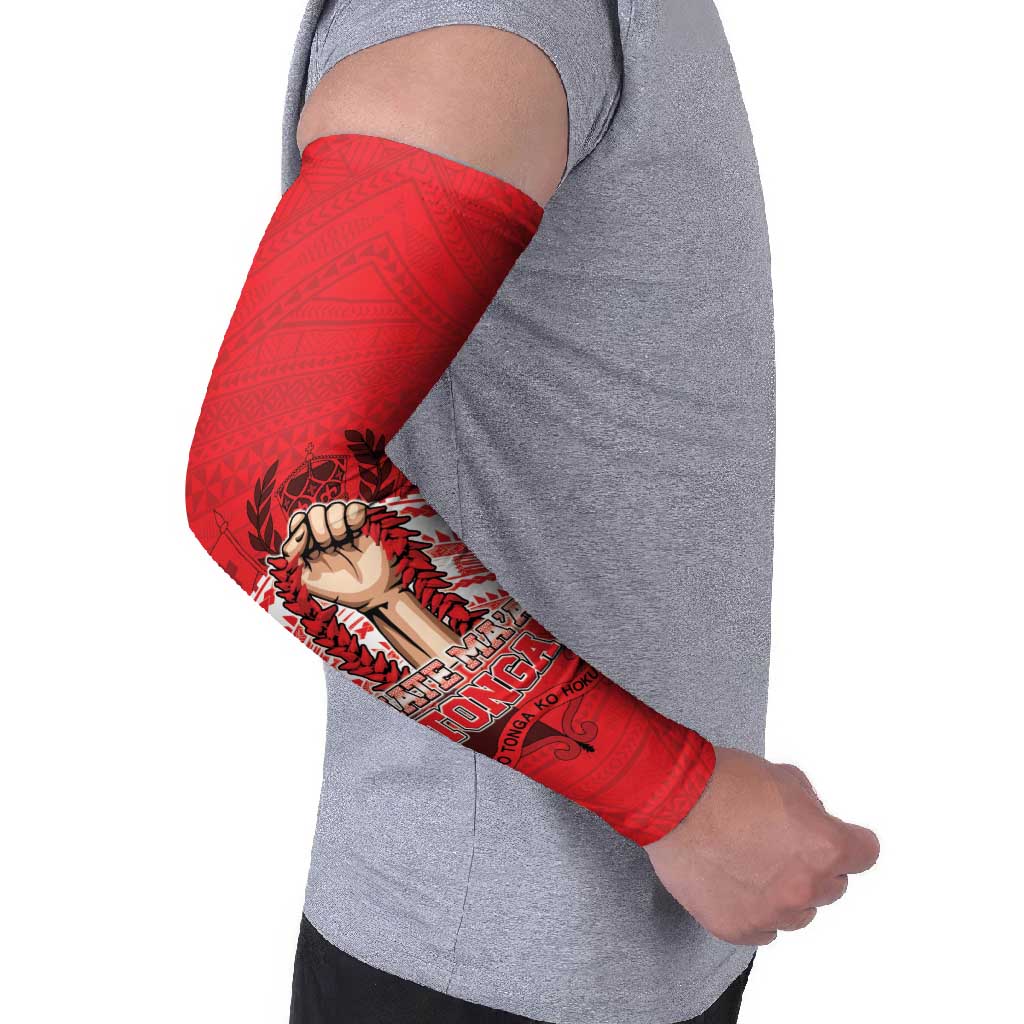 Custom Tonga Rugby Mate Ma'a Arm Sleeves Tongan Pride Unique Style - Polynesian Pride
