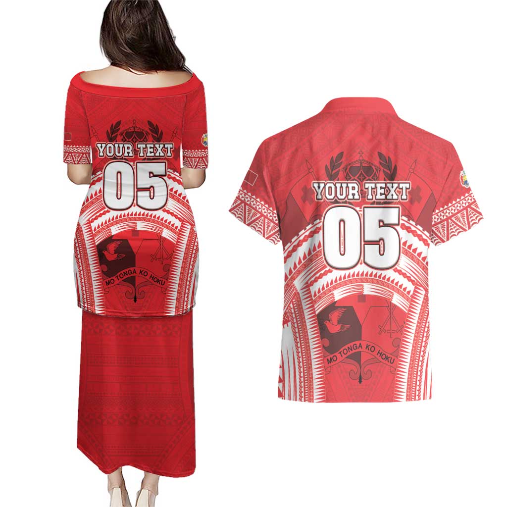 Custom Tonga Rugby Mate Ma'a Couples Matching Puletasi and Hawaiian Shirt Tongan Pride Unique Style - Polynesian Pride