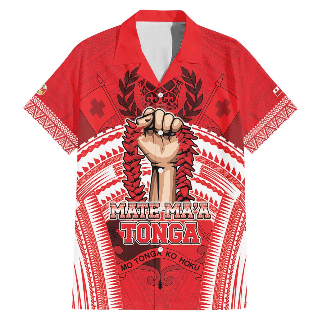 Custom Tonga Rugby Mate Ma'a Family Matching Mermaid Dress and Hawaiian Shirt Tongan Pride Unique Style LT05 Dad's Shirt - Short Sleeve Red - Polynesian Pride