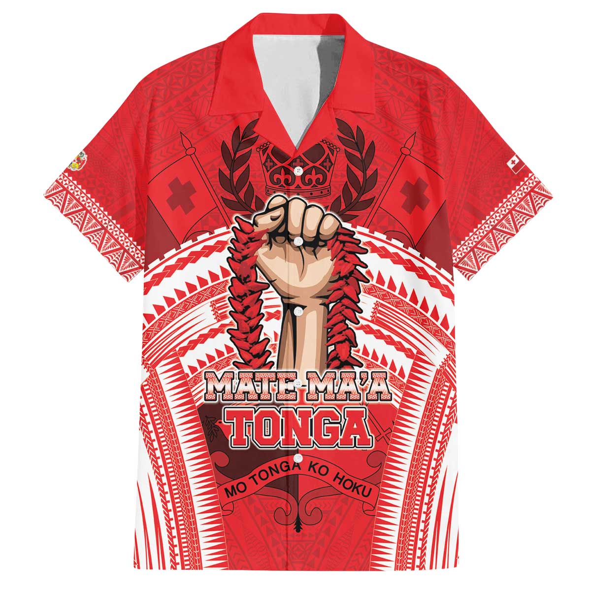 Custom Tonga Rugby Mate Ma'a Family Matching Off The Shoulder Long Sleeve Dress and Hawaiian Shirt Tongan Pride Unique Style LT05 Dad's Shirt - Short Sleeve Red - Polynesian Pride