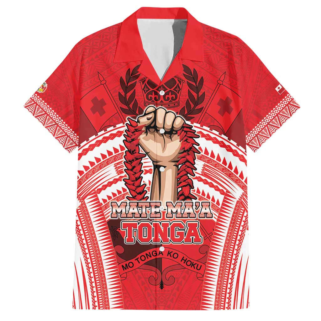 Custom Tonga Rugby Mate Ma'a Family Matching Short Sleeve Bodycon Dress and Hawaiian Shirt Tongan Pride Unique Style LT05 Dad's Shirt - Short Sleeve Red - Polynesian Pride