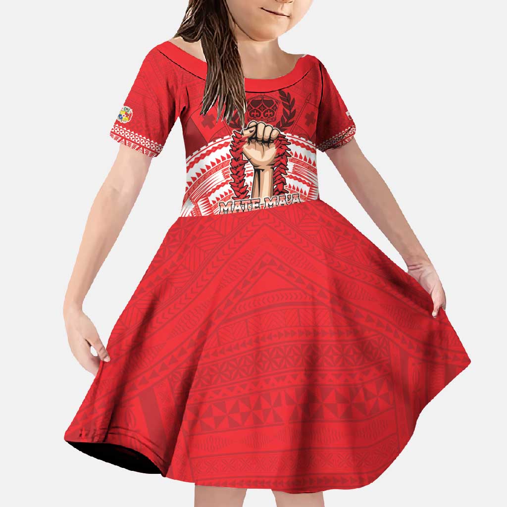 Custom Tonga Rugby Mate Ma'a Family Matching Tank Maxi Dress and Hawaiian Shirt Tongan Pride Unique Style LT05 Daughter's Dress Red - Polynesian Pride