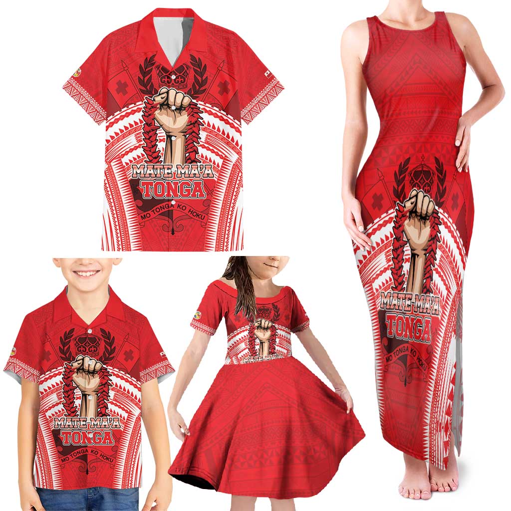 Custom Tonga Rugby Mate Ma'a Family Matching Tank Maxi Dress and Hawaiian Shirt Tongan Pride Unique Style LT05 - Polynesian Pride