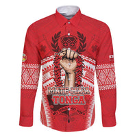 Custom Tonga Rugby Mate Ma'a Family Matching Tank Maxi Dress and Hawaiian Shirt Tongan Pride Unique Style LT05 Dad's Shirt - Long Sleeve Red - Polynesian Pride