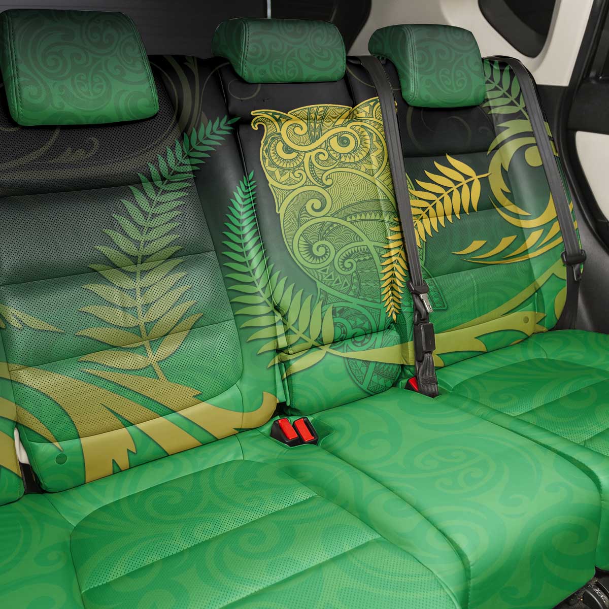 New Zealand Aotearoa Ruru Back Car Seat Cover Maori Fern Art Green