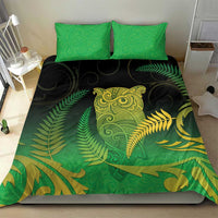 New Zealand Aotearoa Ruru Bedding Set Maori Fern Art Green