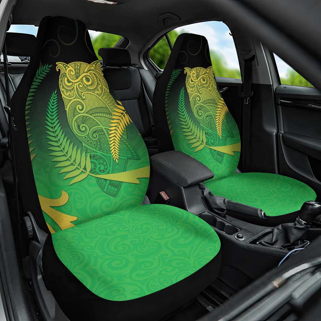New Zealand Aotearoa Ruru Car Seat Cover Maori Fern Art Green